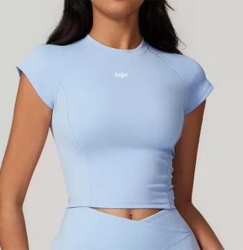 Custom Womens Fitness Shirt Manufacturer | Quick-Dry Yoga Clothing Sport Gym Crop Top Women Workout Short Shirts OEM Manufacturer