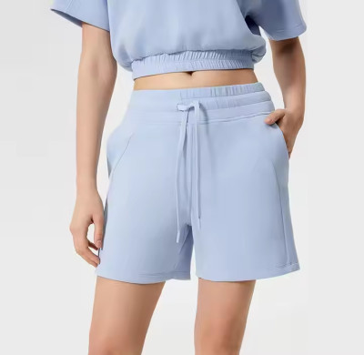 Custom Womens Workout Shorts Manufacturer | Summer Elastic Soft Drawstring Running Shorts With Pockets