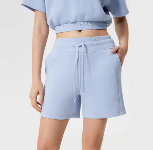 Custom Womens Workout Shorts Manufacturer | Summer Elastic Soft Drawstring Running Shorts With Pockets