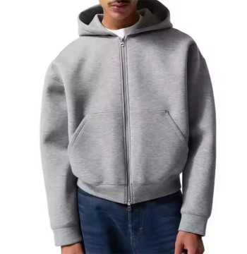 Custom Mens Cropped Zip up Hoodie Manufacturer | Mens Cotton Fleece Crop Top Hoodie