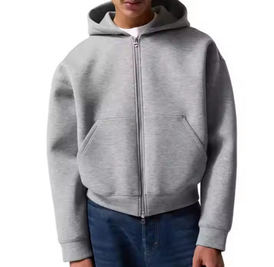 Custom Mens Cropped Zip up Hoodie Manufacturer | Mens Cotton Fleece Crop Top Hoodie