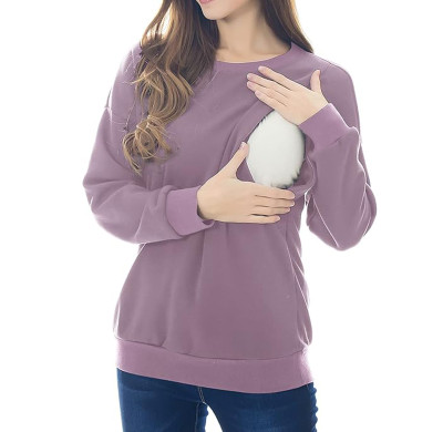 Custom Womens Nursing Sweatshirt Manufacturer | Long Sleeve Breastfeeding Pullover Tops OEM Supplier