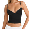Custom Women's Deep V-Neck Tank Top Manufacturer | Sexy Ruched Sleeveless Crop Slim Fitted Summer Tops OEM Factory