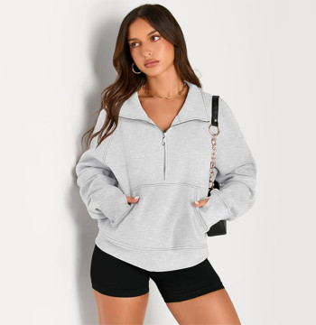 Custom Women's Hoodie Manufacturer | Women's Sweatshirts Half Zip Cropped Pullover Fleece Quarter Zipper Hoodies OEM Supplier