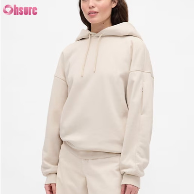 Custom Heavyweight Fleece Travel Hoodie with Built-in Inflatable Neck Pillow