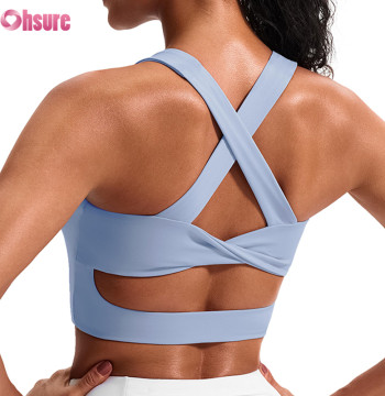 Custom Women Criss-Cross Back Sports Bra | Fabric 75% PA + 25% LYCRA Medium Support Longline Tank Style with Removable Pads