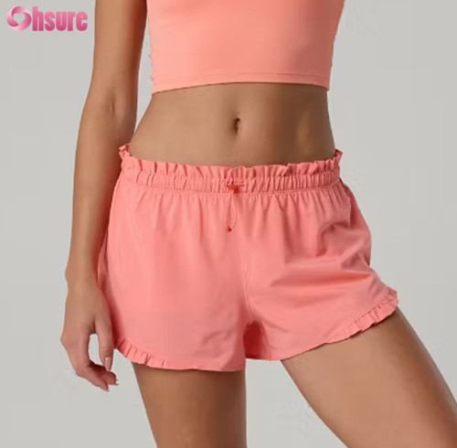 Custom Ruffle Hem 2-in-1 Running Shorts | Frill Trim High-Waisted Athletic Shorts OEM Supplier
