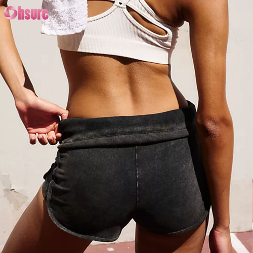 Custom Vintage Wash Fold-Over Waist Sport Shorts | OEM Athletic Shorts Manufacturer