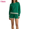 Custom Women’s Contrast Stripe Polo-Collar Pullover & Shorts Set | OEM Activewear Manufacturer