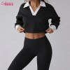 Custom Women Casual & Activewear Fusion Retro Polo Collar Cropped Sweatshirt Manufacturer
