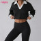 Custom Women Casual & Activewear Fusion Retro Polo Collar Cropped Sweatshirt Manufacturer