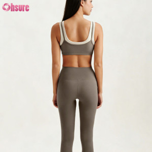 Custom Chic Double-Layer Scalloped Sports Bra Manufacturer | High Impact Faux Two-Piece Yoga Top