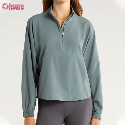 Custom Womens Oversized Quarter-Zip Sports Windbreaker Jacket | High-Elasticity Running Pullover Manufacturer