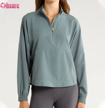 Custom Womens Oversized Quarter-Zip Sports Windbreaker Jacket | High-Elasticity Running Pullover Manufacturer