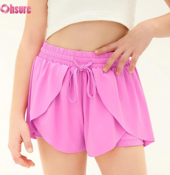 Custom High Waist Flowy 2-in-1 Workout Shorts for Women with Hidden Pocket & Drawstring OEM Supplier