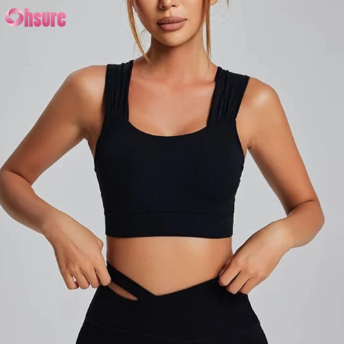 OEM Professional Twist Back Sports Bra Breathable Padded Yoga Top with Wide Ruched Straps Performance Activewear Manufacturer