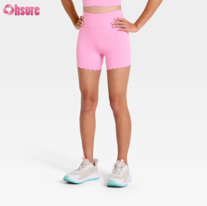 Women's High-Waisted Scalloped Hem Yoga Shorts | Custom Activewear Manufacturer