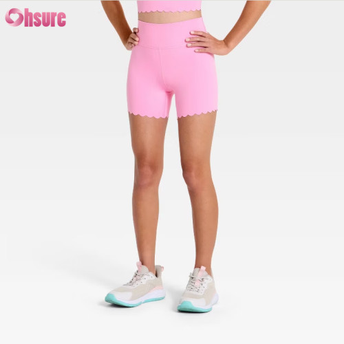 Women's High-Waisted Scalloped Hem Yoga Shorts | Custom Activewear Manufacturer