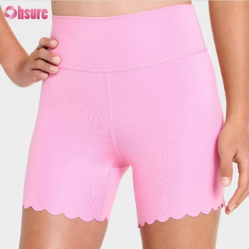 Women's High-Waisted Scalloped Hem Yoga Shorts | Custom Activewear Manufacturer