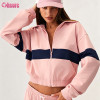 Custom Women's Contrast Panel Windbreaker Jacket | Lightweight Cropped Sports Tracksuit Top
