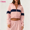 Custom Women's Contrast Panel Windbreaker Jacket | Lightweight Cropped Sports Tracksuit Top