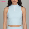 Custom Women Quarter-Zip Sleeveless Gym Crop Top | Chic High-Neck Slim Fit Athletic Crop Top Manufacturer