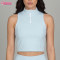 Custom Women Quarter-Zip Sleeveless Gym Crop Top | Chic High-Neck Slim Fit Athletic Crop Top Manufacturer