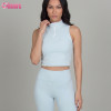 Custom Women Quarter-Zip Sleeveless Gym Crop Top | Chic High-Neck Slim Fit Athletic Crop Top Manufacturer