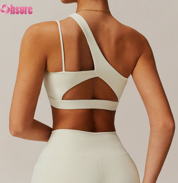 Custom One-Shoulder Asymmetric Yoga Bra - High-Elasticity Gym Sports Top for OEM/ODM