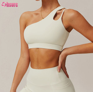 Custom One-Shoulder Asymmetric Yoga Bra - High-Elasticity Gym Sports Top for OEM/ODM