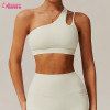Custom One-Shoulder Asymmetric Yoga Bra - High-Elasticity Gym Sports Top for OEM/ODM