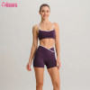 OEM Custom Contrast Piping V-Waist Workout Set 2 Piece Cross Back Sports Bra and Biker Shorts Yoga Outfit