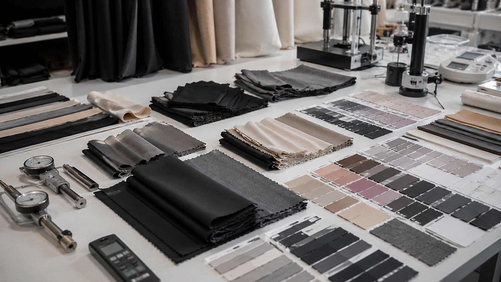 Workout leggings fabric swatches and stretch testing