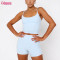 Contrast Activewear Set Two Piece High Quality Gym Yoga Bra and Biker Shorts Set OEM/ODM