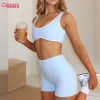 Contrast Activewear Set Two Piece High Quality Gym Yoga Bra and Biker Shorts Set OEM/ODM
