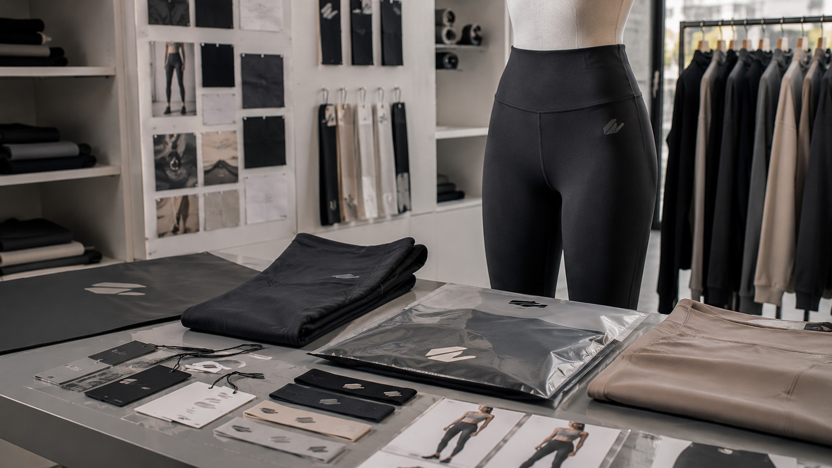 Private label sports leggings branding and packaging options