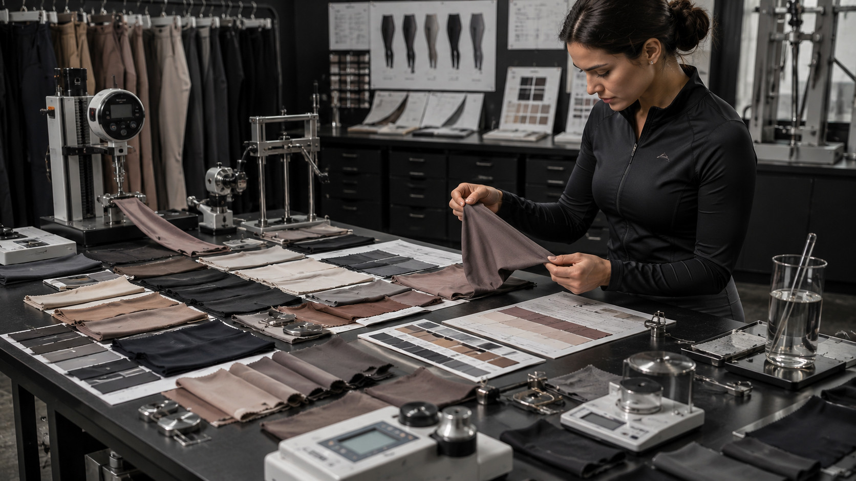 Yoga leggings fabric selection and stretch testing