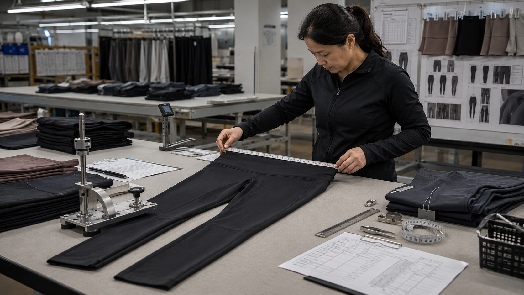 Yoga leggings quality control inspection in factory
