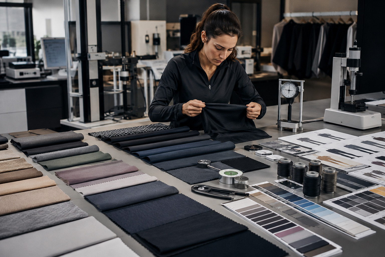 Activewear fabric sourcing and performance testing for custom gym clothing production
