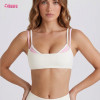 Custom Yoga Bras | Women Contrast Piping Low Cut Fitness Yoga Bra Top Push Up High Elastic Athleisure Workout Crop Top