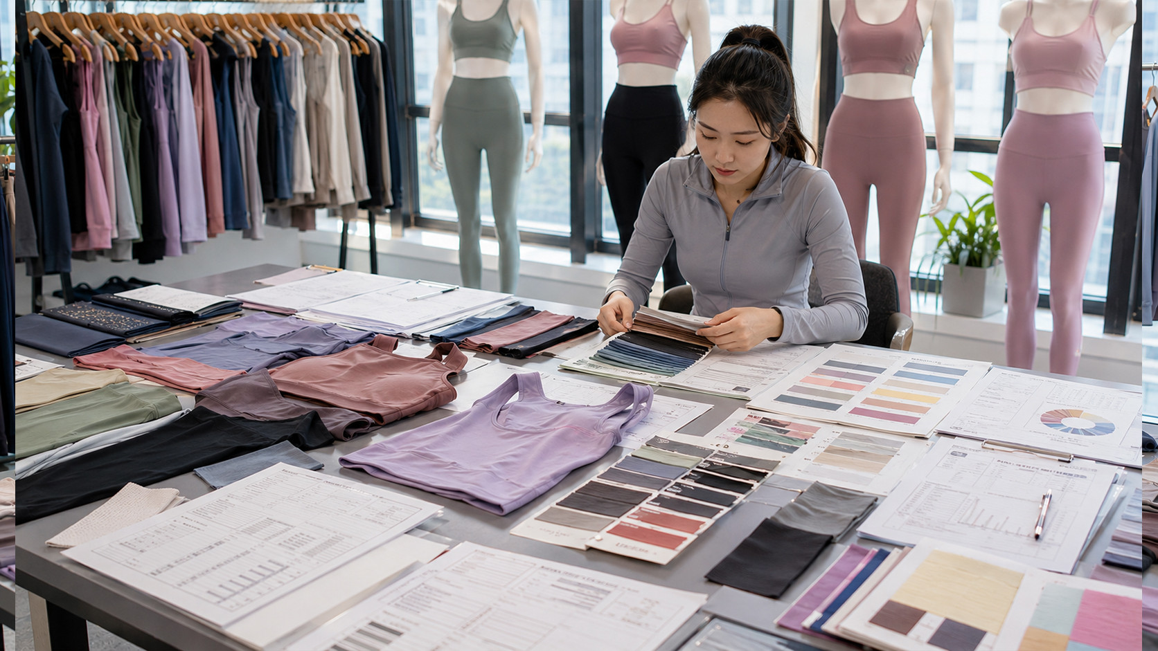 Activewear fabric selection for gym wear sets production