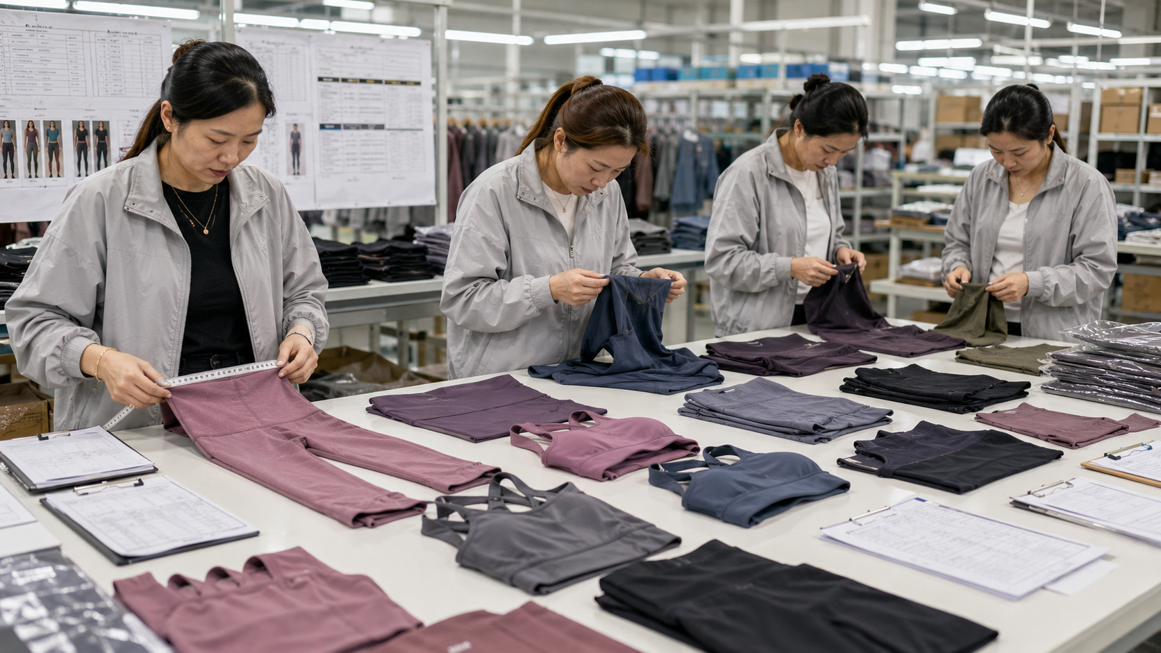 Quality control inspection for gym wear sets production