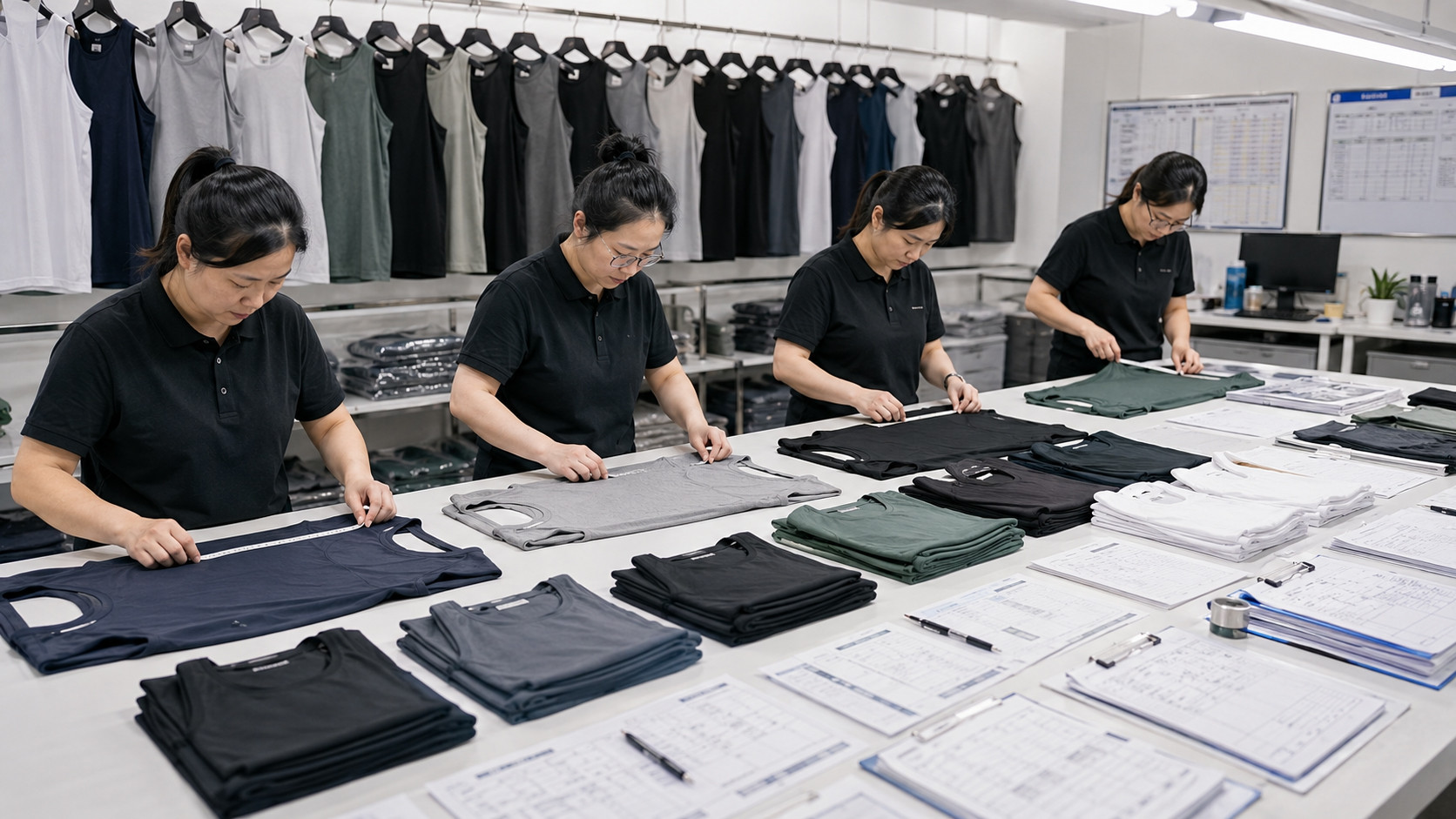 Quality control inspection for custom OEM tank tops