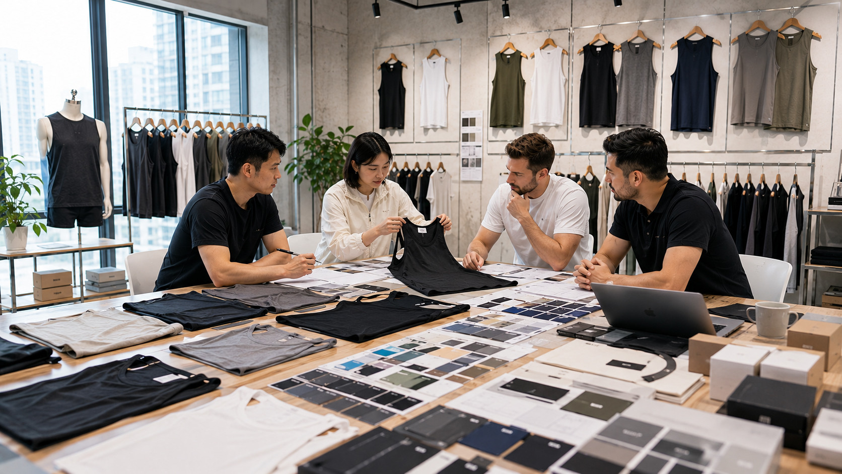 Private label tank tops development showroom for startup activewear brands