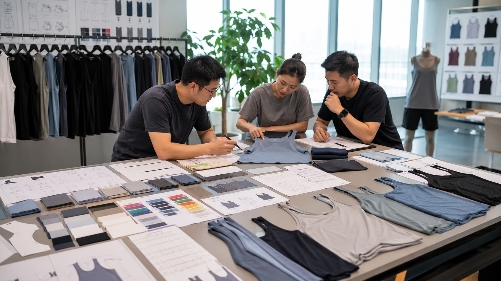OEM tank tops sample development and fabric selection