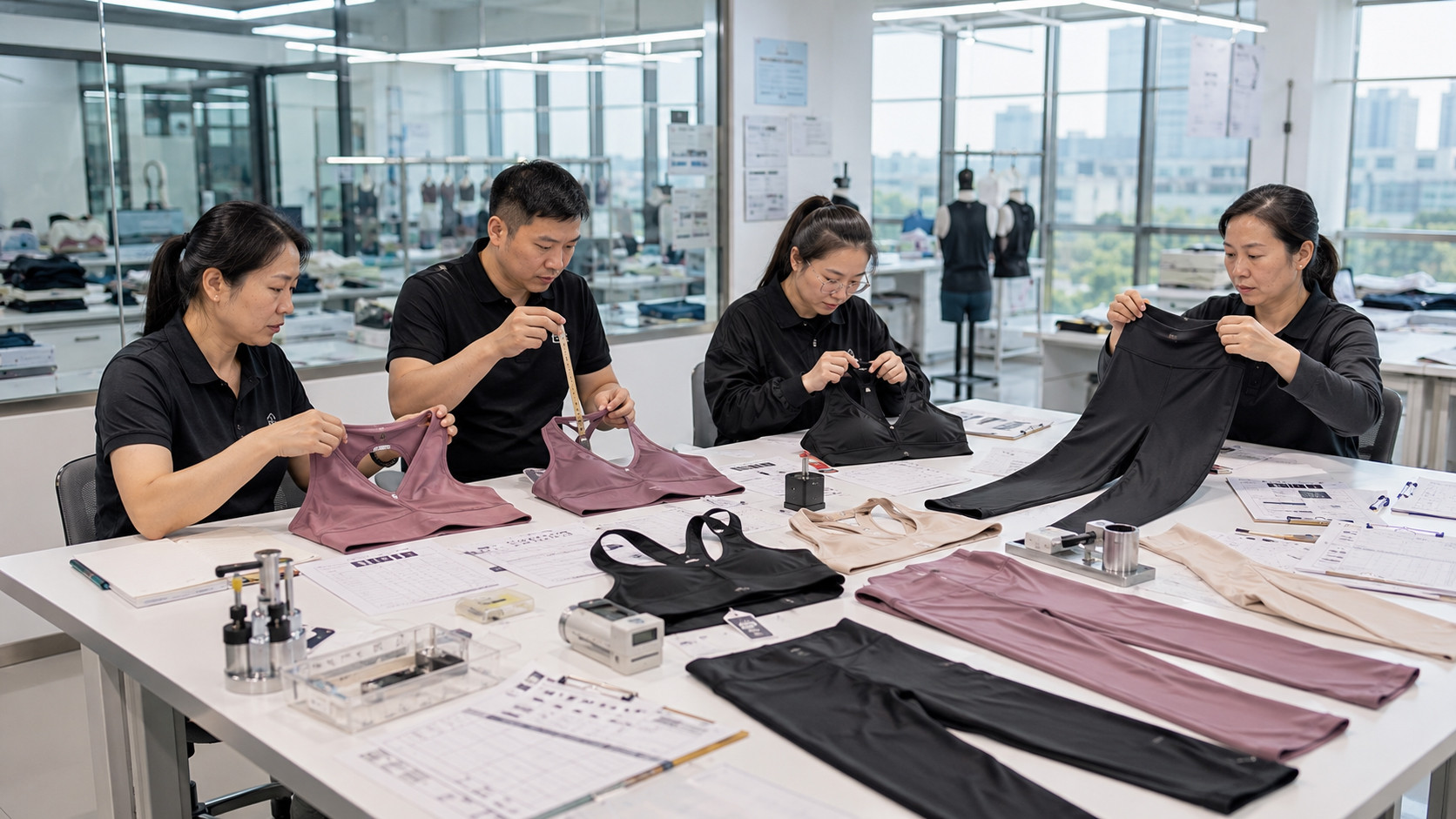 Quality control inspection for nursing activewear production