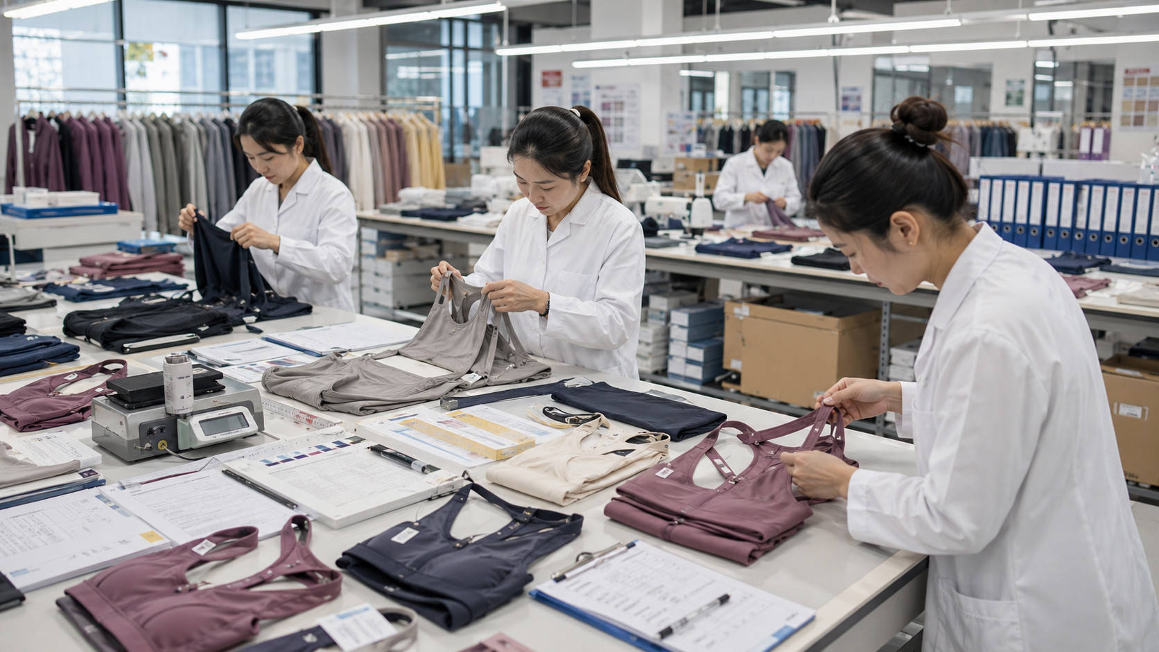 Quality control inspection for nursing activewear production