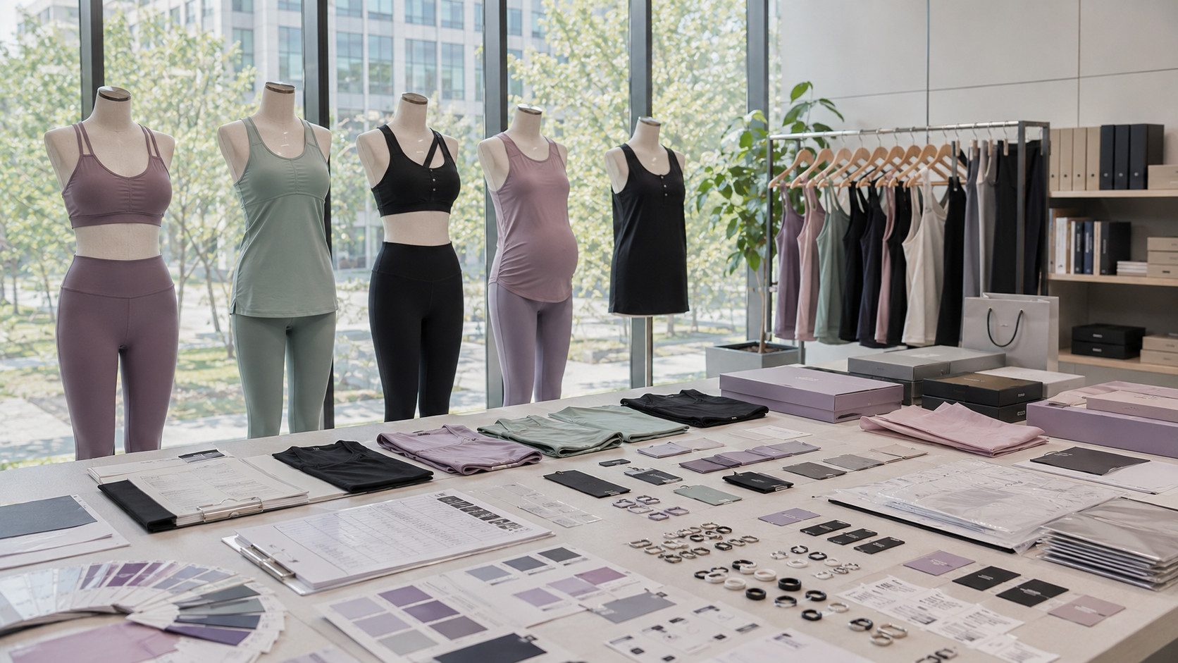 Custom nursing activewear development showroom