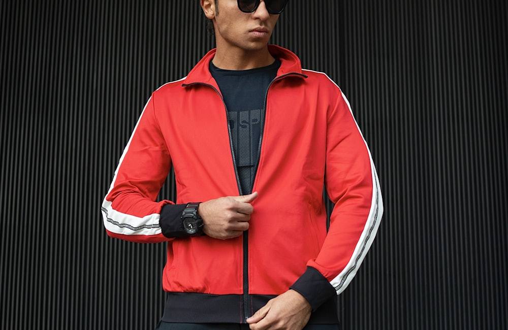 Gym jacket garment fit, construction, and performance detail