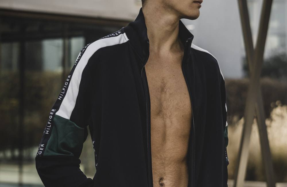 Gym jacket sourcing, production, or quality evaluation context